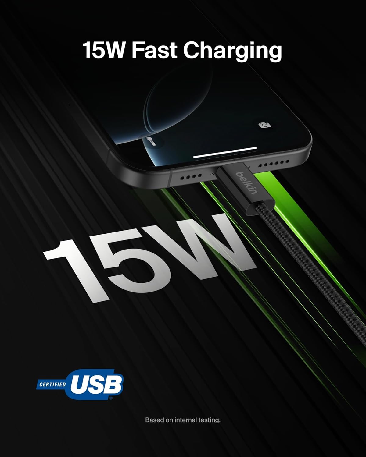 Belkin USB A to USB C Cable 2-Pack, 3.3ft, 15W - Type C Charger, iPhone Charger Cord, Soft, Braided, Flexible for iPhone 16 & 15, Galaxy S25, Pixel 9, iPad Pro, Airpods Pro, Switch & More - Black