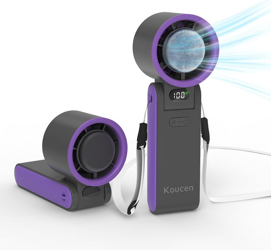 Portable Handheld Fan Rechargeable 100 Speeds Turbo Ice Cooling Fan Personal Mini Fan Small Foldable 3-IN-1 Neck/Desk/Hand Fan, Travel Essentials Gifts for Women Men/Grey