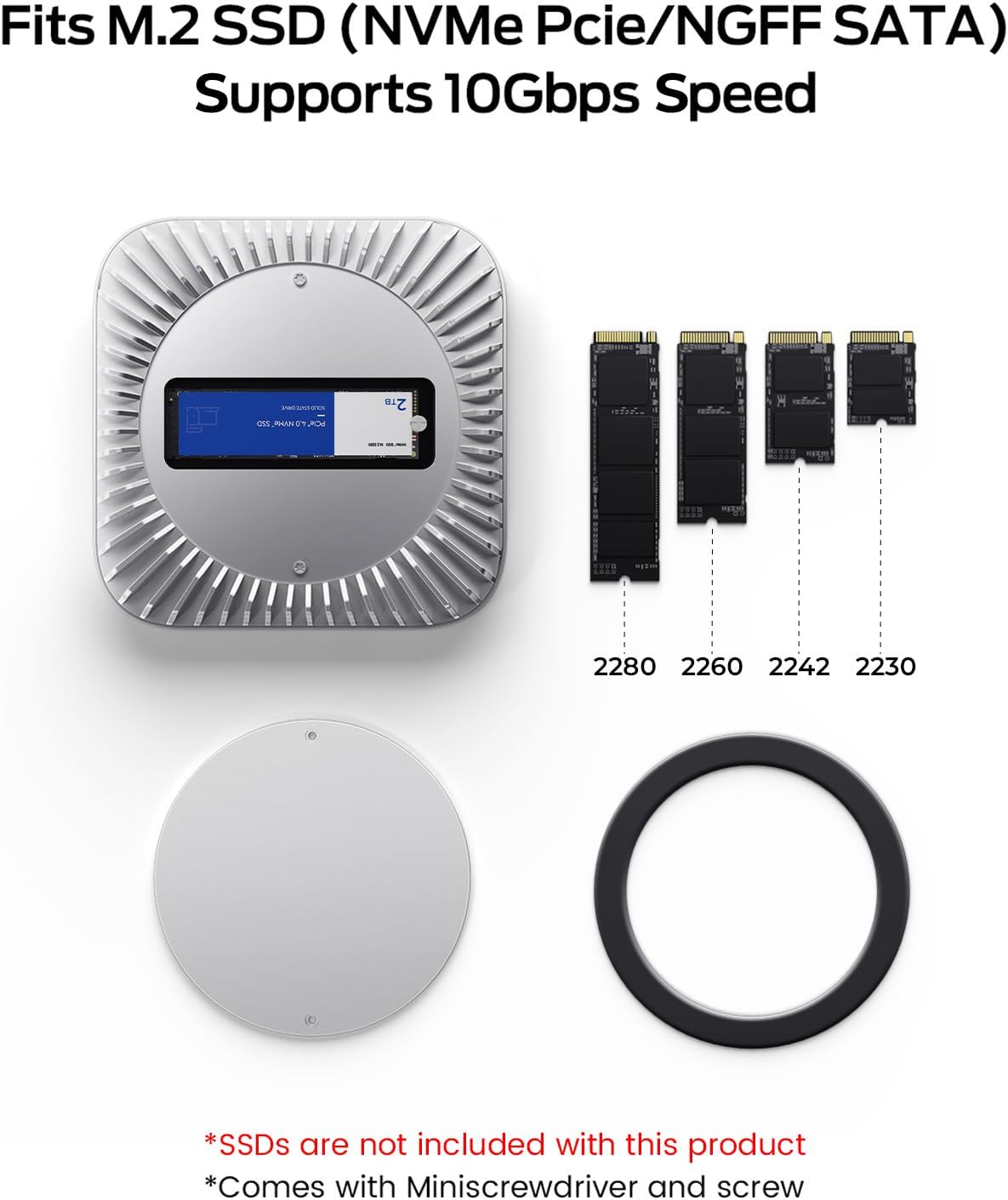 Mac mini M4 Dock, Aluminum Mac mini Stand and HDMI Hub for Mac mini M4 and M4 Pro 2024 with M.2 NVMe/SATA SSD Enclosure, 4K60Hz HDMI,10G USB A/C, 5G USB A*2, USB-C Charge, SD/TF, Audio