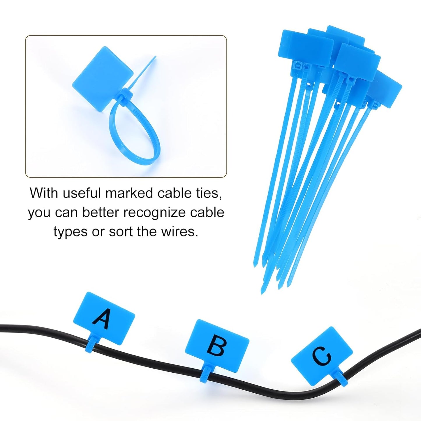 uxcell Desk Grommet, 1-3/4" (45mm) Zinc Alloy Cable Hole Cover Wire Cord Organizer with Marked Cable Ties for Home Office Desktop Wire, Black