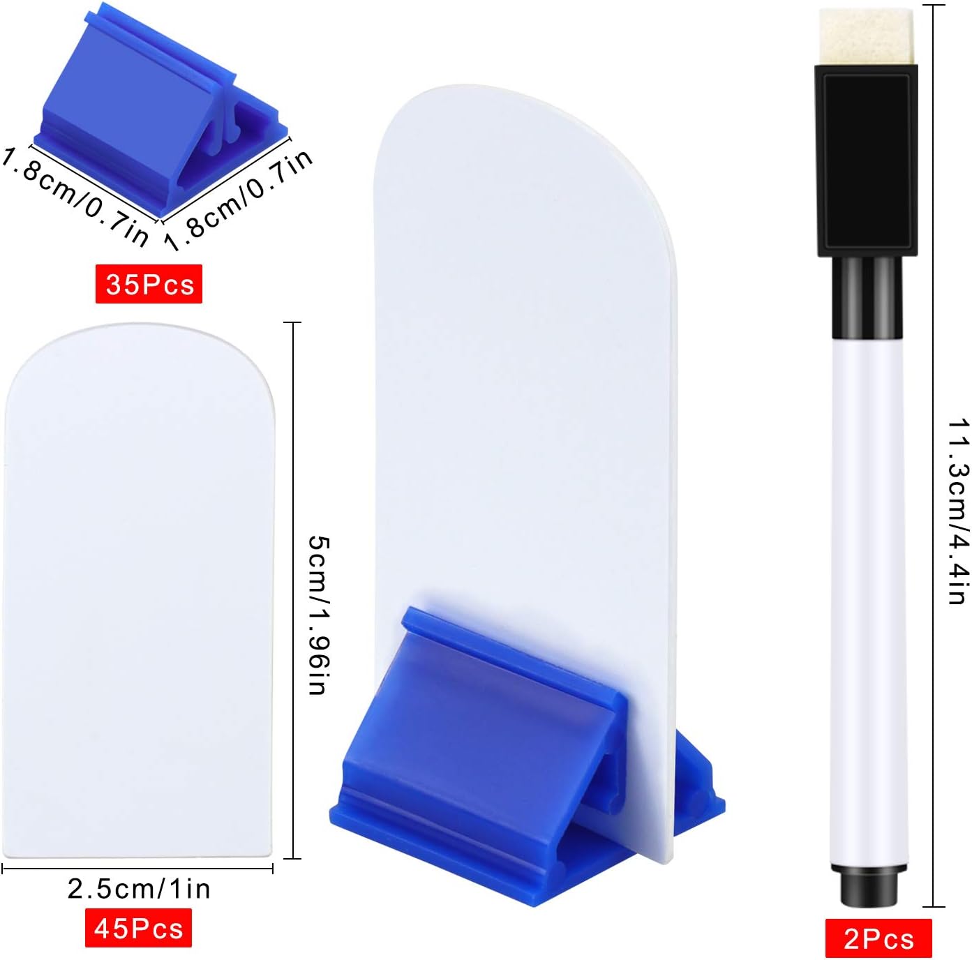 Meetory 45-Piece Blank Game Board Markers, 35-Piece Game Card Stands, 2 Black Pens, Plastic Token Cards, 7 Multi-Color Card Stands for Party Favor