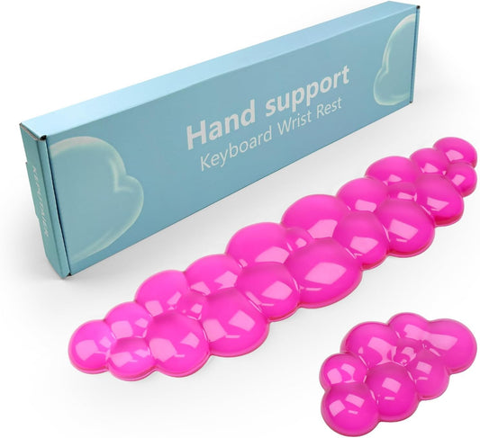 Gel Cloud Keyboard and Mouse Wrist Rest, Cute Wrist Support and Arm Support Keyboard Rest for Keyboard and Mouse Typing Pain Relief，Suitable for Office/Computer/Laptop/Gaming (Transparent Red)