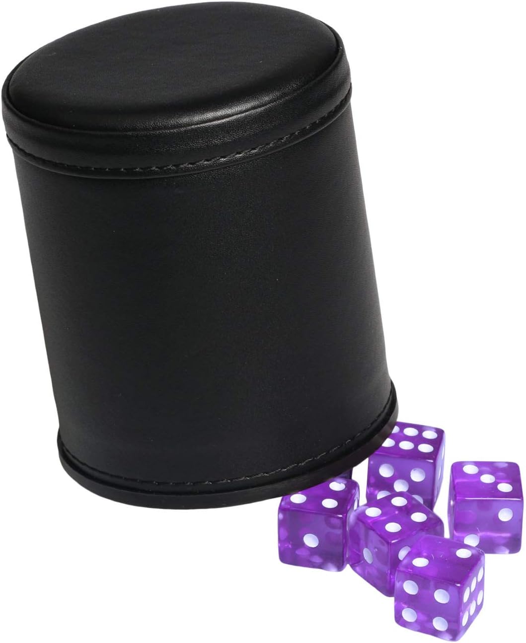 Leatherette Dice Cup Felt Lining Shaker Quiet for Playing Yahtzee/ Farkle/ Liars Dice/ Board Game