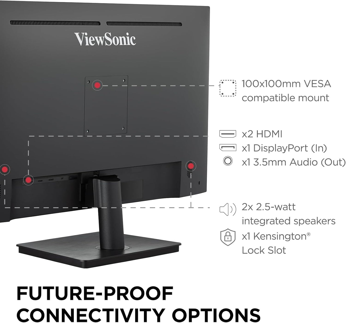 ViewSonic VS3225-2K 32 Inch QHD 1440p IPS Monitor with HDMI, DisplayPort, and Variable Refresh Rate for Home and Office