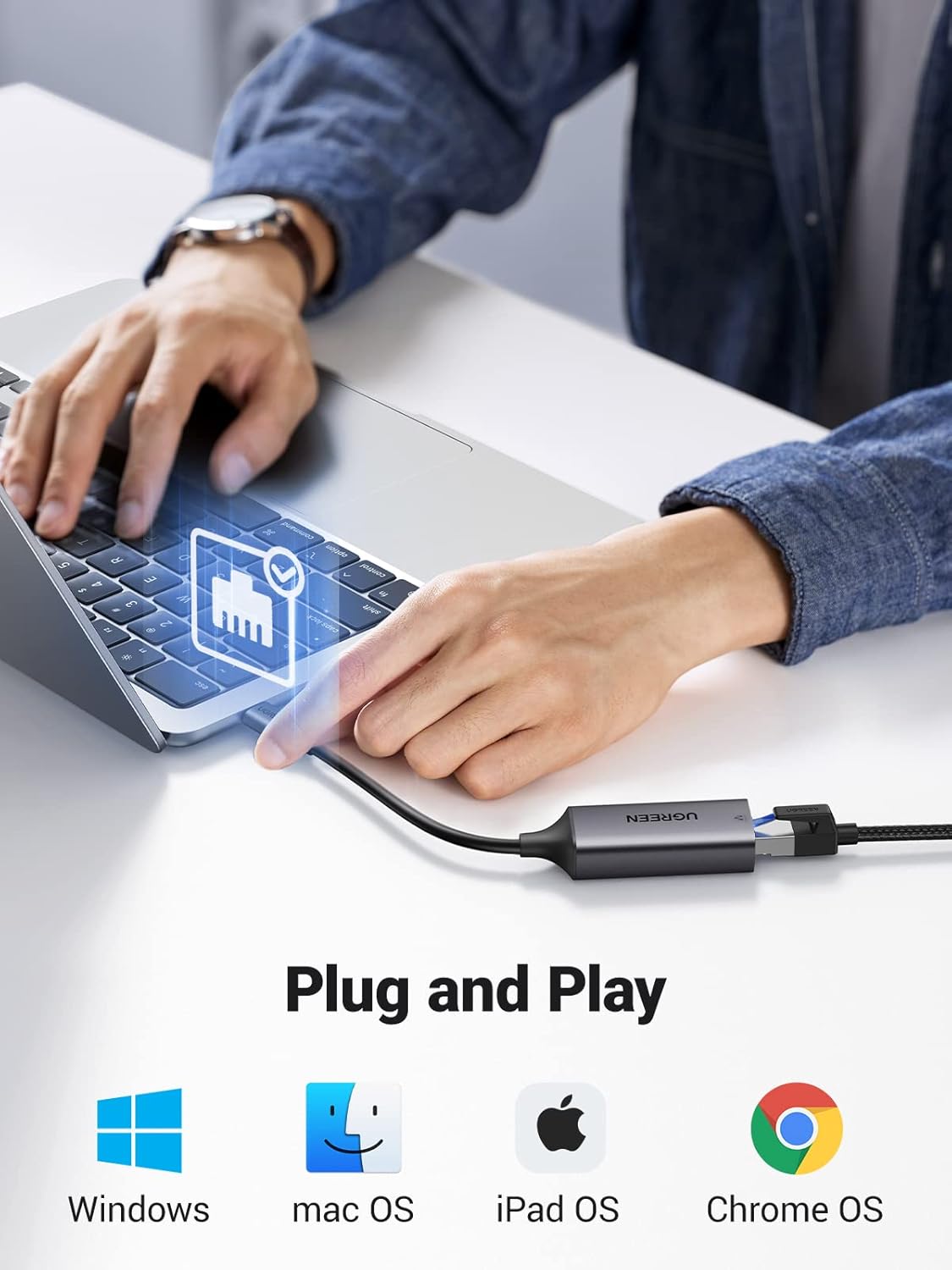 UGREEN USB C to Ethernet Adapter, 1000Mbps, RJ45, Driver-Free, Compatible with Windows, MacOS, iPadOS, ChromeOS, Android, Laptop, Tablet, Smartphone