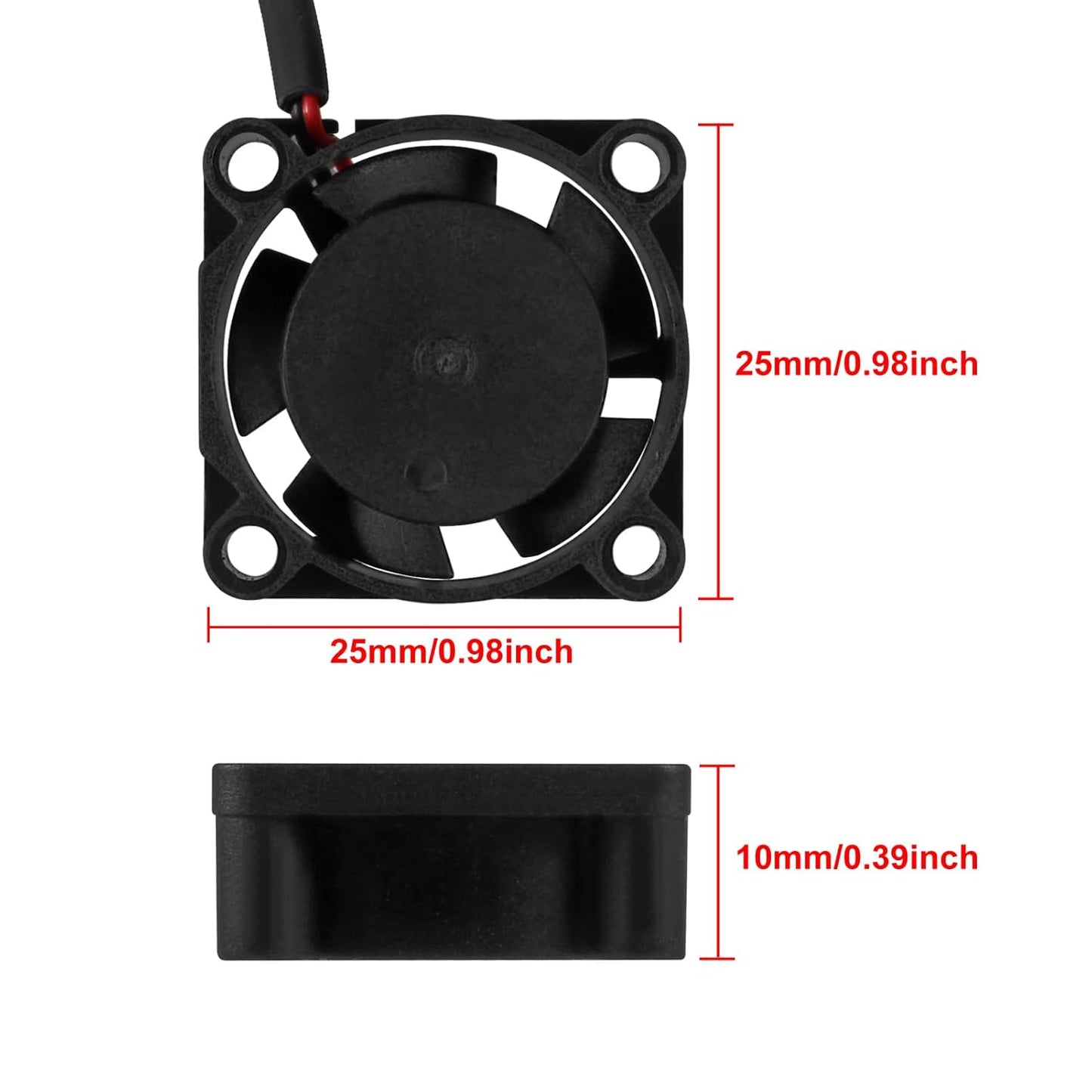 UMLIFE 4pcs USB 5V DC Fan 2510 Small 2 pin Cooling Cooler Computer 25mm X 10mm (25x25x10)