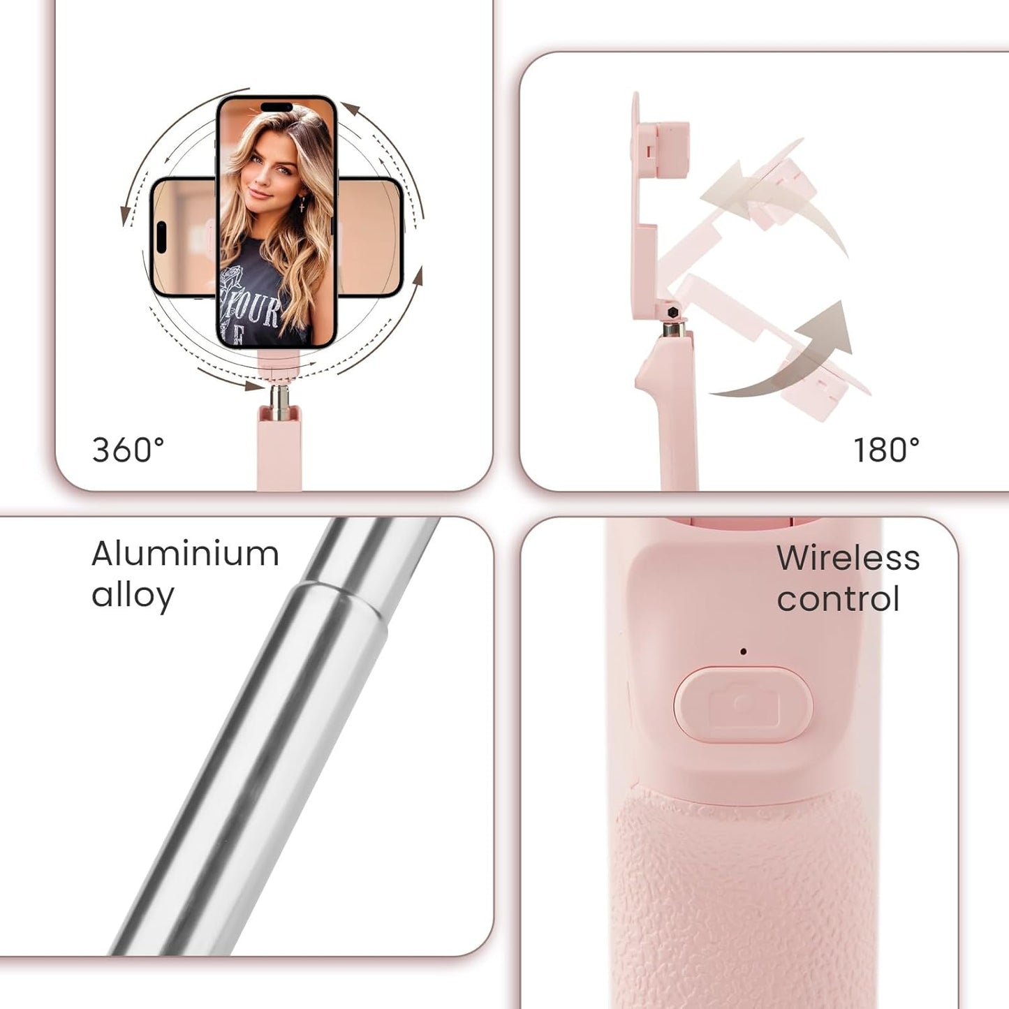 MQOUNY Phone Tripod, Portable Selfie Stick with Remote,Pocket Size Selfie Stick for iphone，Mini Travel Compact Phones Selfie Sticks with Phone Holder for Content Creation/Vlog/Video Record/Live Stream