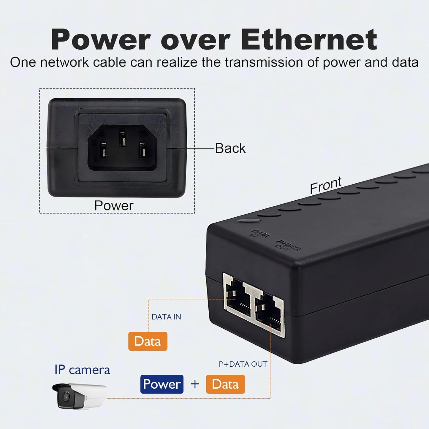 Gigabit PoE+ Injector Adapter - 30W 48V Power Over Ethernet Plus - 10/100/1000Mbps, IEEE 802.3af/at Compliant - Up to 100 M (328 ft) Range, by ThePoEstore