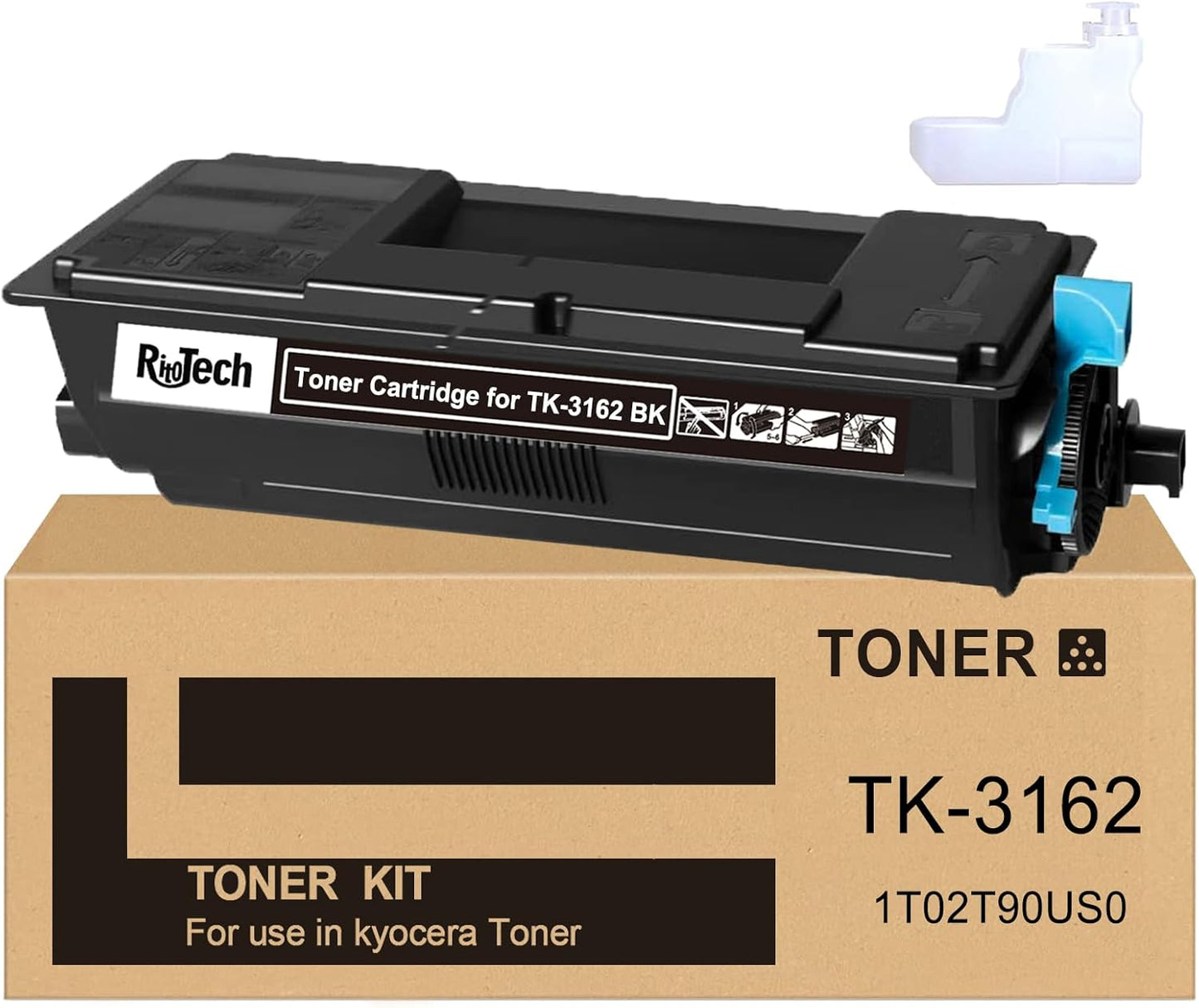 TK3162 TK-3162 Black Toner Cartridge, 1T02T90US0 Compatible for Kyocera ECOSYS P3045dn M3645idn M3145idn Printers, Extra High Capacity Up to 12,500 Pages,with Upgraded Chip,No Fading,No Streak