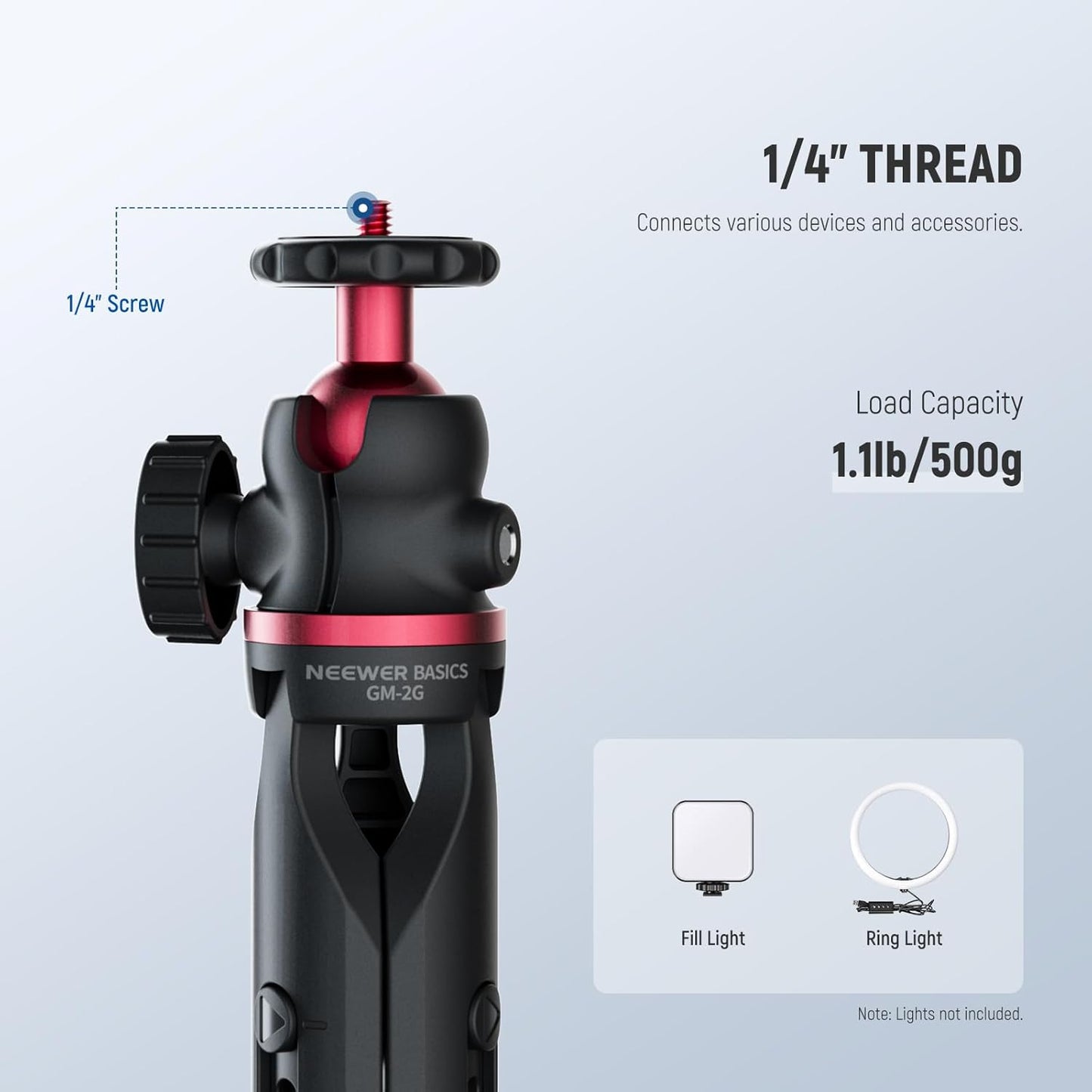 NEEWER Entry Level Version Mini Tripod for Camera, 360° Small Desk Portable DSLR Webcam Cell Phone Mount Holder Stand Selfie Stick Grip Compatible with iPhone Samsung Android Video Recording, GM-2G