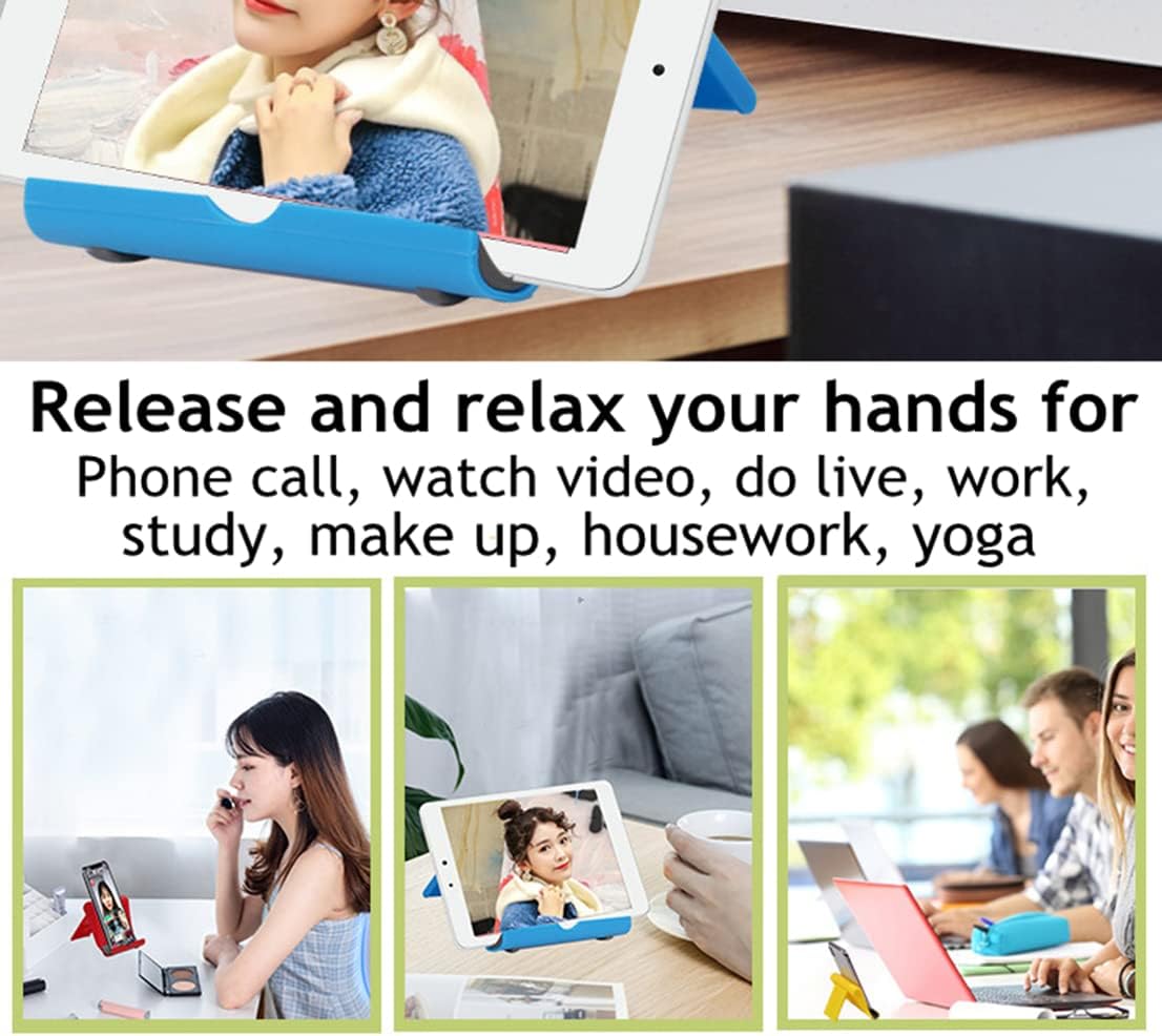 Adjustable Foldable Cell Phone Stand for Desk, Compatible with Most Smartphones and Tablets, Anti-Slip Rubber Base for Stability