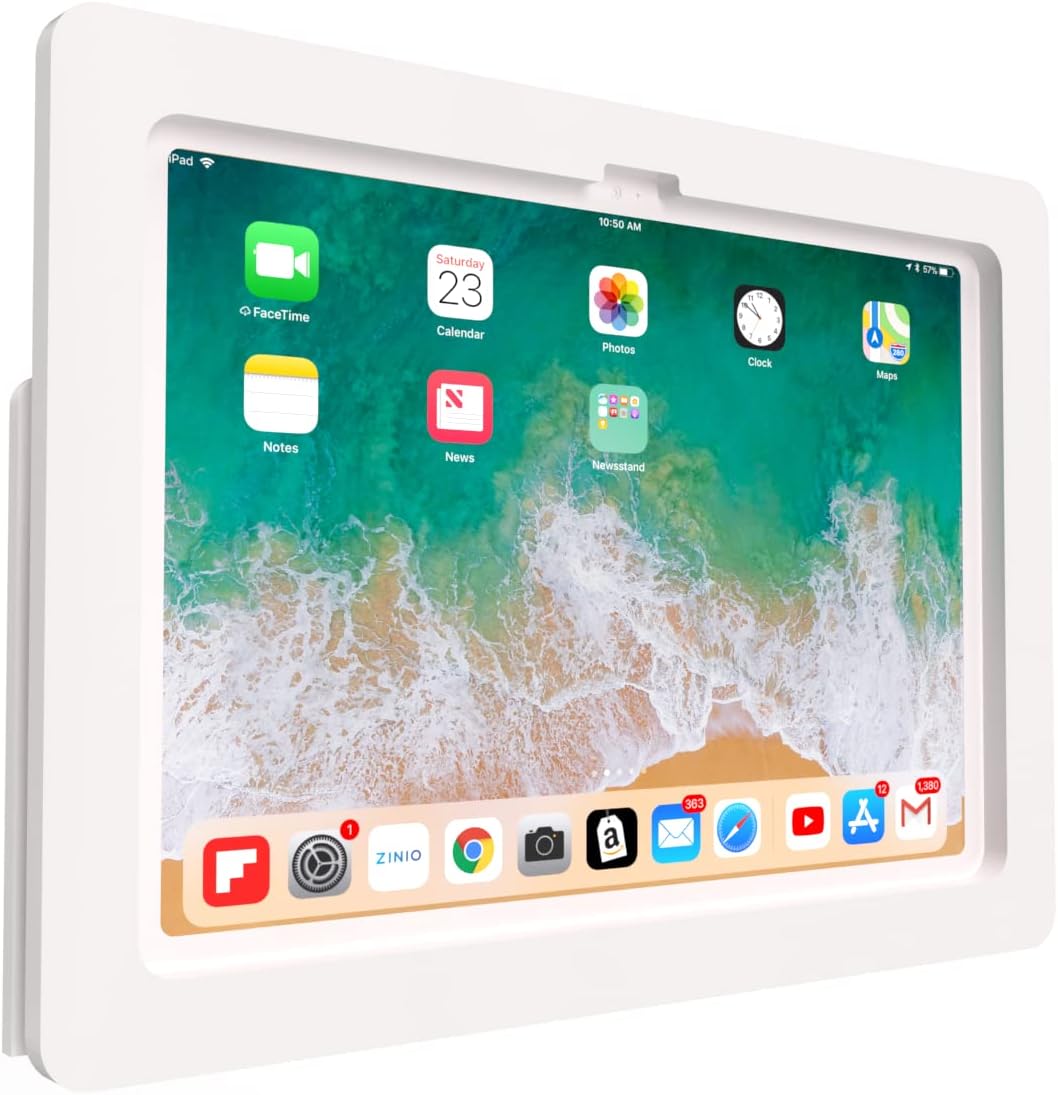 TABcare Anti-Theft Acrylic VESA Enclosure for Apple iPad 10 10.9" 2022, iPad 11" 2025 with Free Wall Mount Kit & 90-Degree Angle USB C Charge Cable (White)
