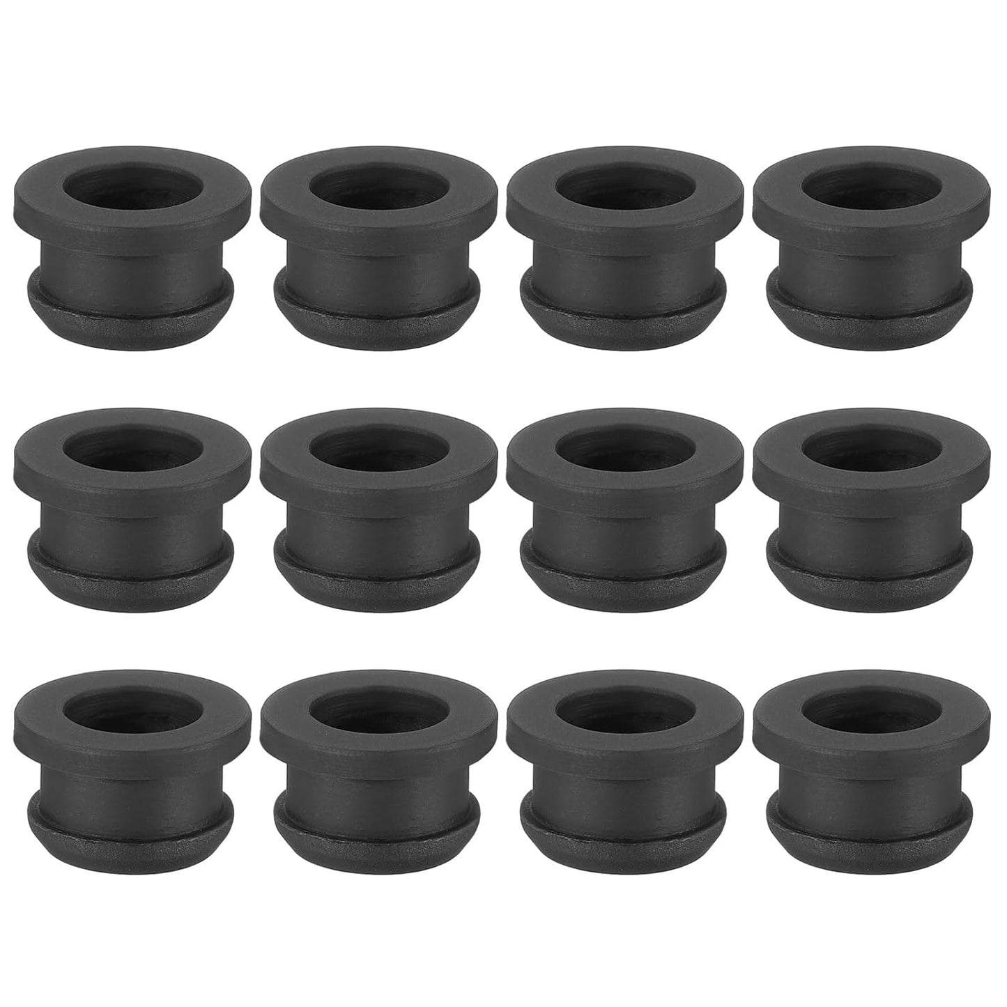 PATIKIL 12mm / 1/2 Inch Drill Hole,3/8 Inch ID Rubber Grommets, 12Pcs Top Hat Grommet for Wiring Eyelet Ring Gasket Automotive Firewall Cable Hole Plugs Wires Protection, Black
