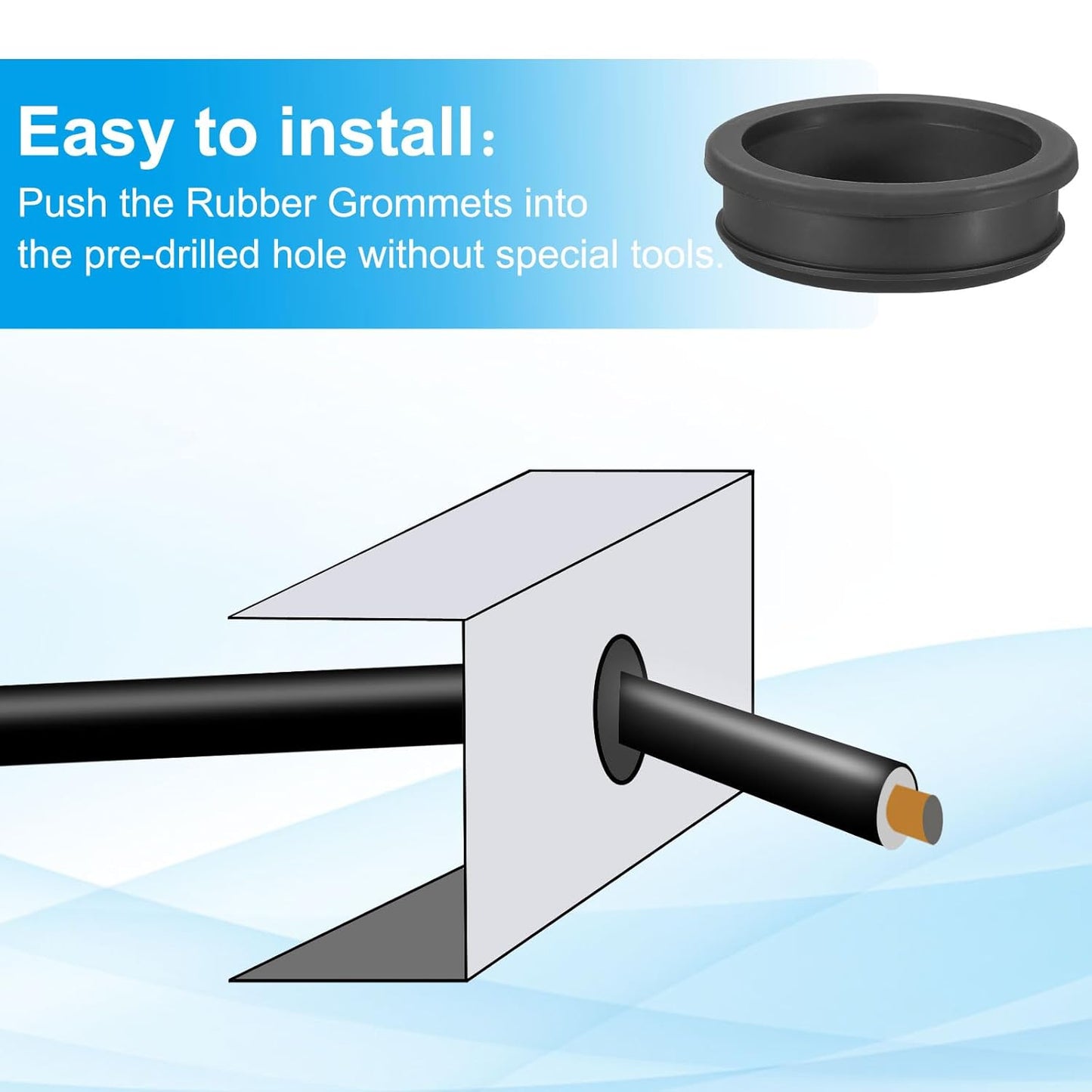 PATIKIL 54.6mm / 2-1/8 Inch Drill Hole,1-15/16 Inch ID Rubber Grommets, 3Pcs Top Hat Grommet for Wiring Eyelet Ring Gasket Automotive Firewall Cable Hole Plugs Wires Protection, Black