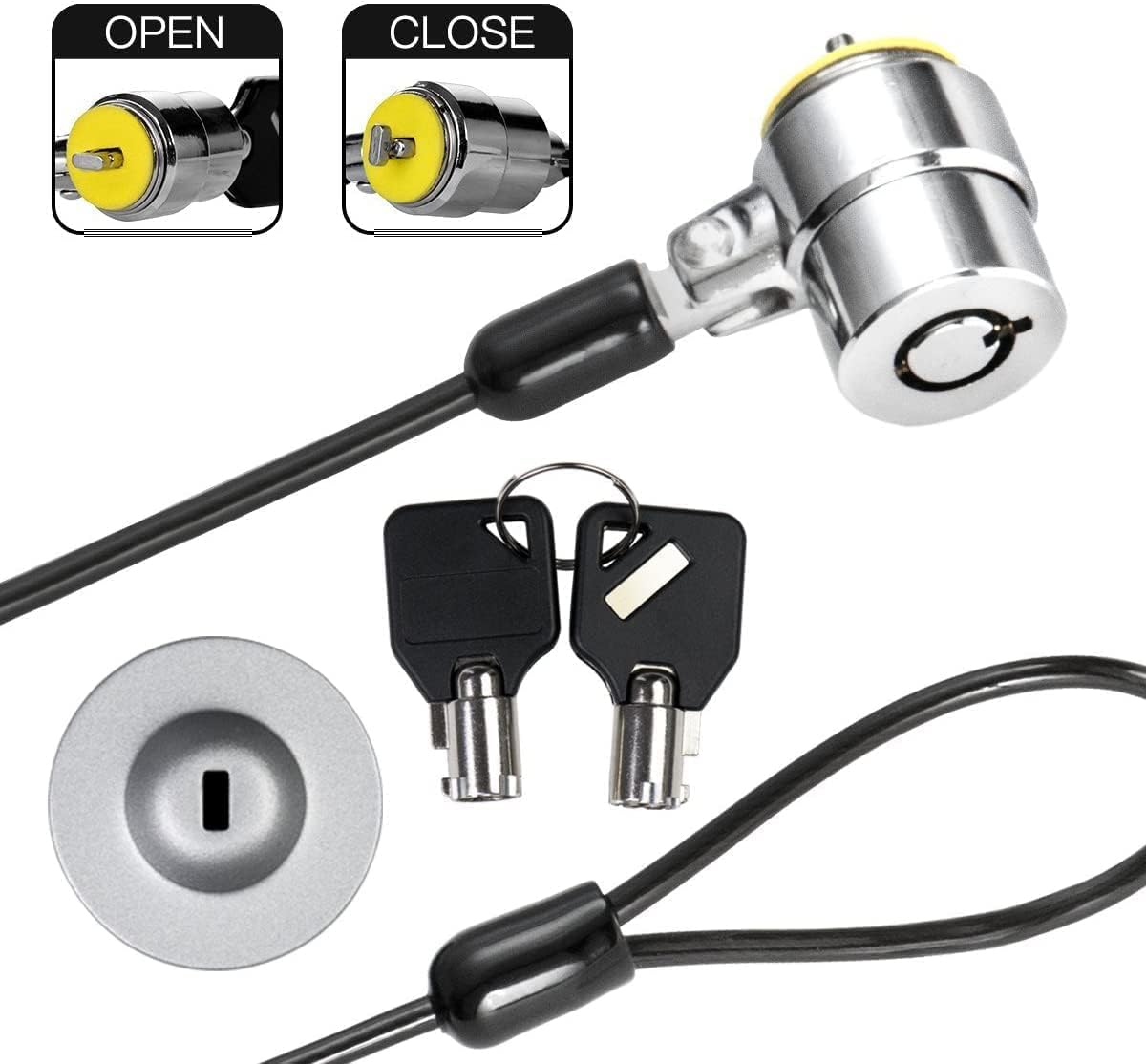 I3C Laptop Cable Lock Hardware Security Cable Lock Anti Theft Retractable Lock with Anchor Plate for Tablet Laptop Notebooks Smartphone and Other Electronic Products