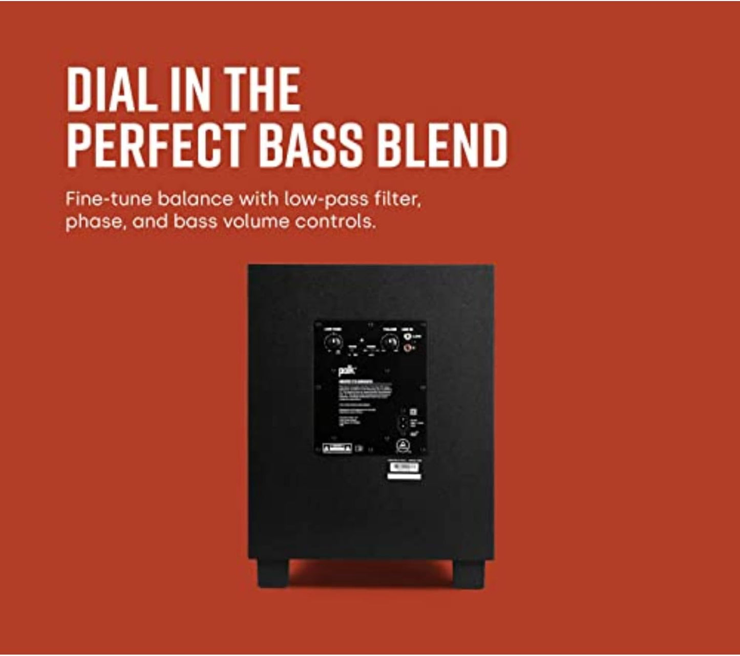 Polk Monitor XT10 Home Subwoofer, 10" Deep Bass Woofer, 100W Class D Amplification, Dolby Atmos, Auro 3D & DTS:X Compatible, Black