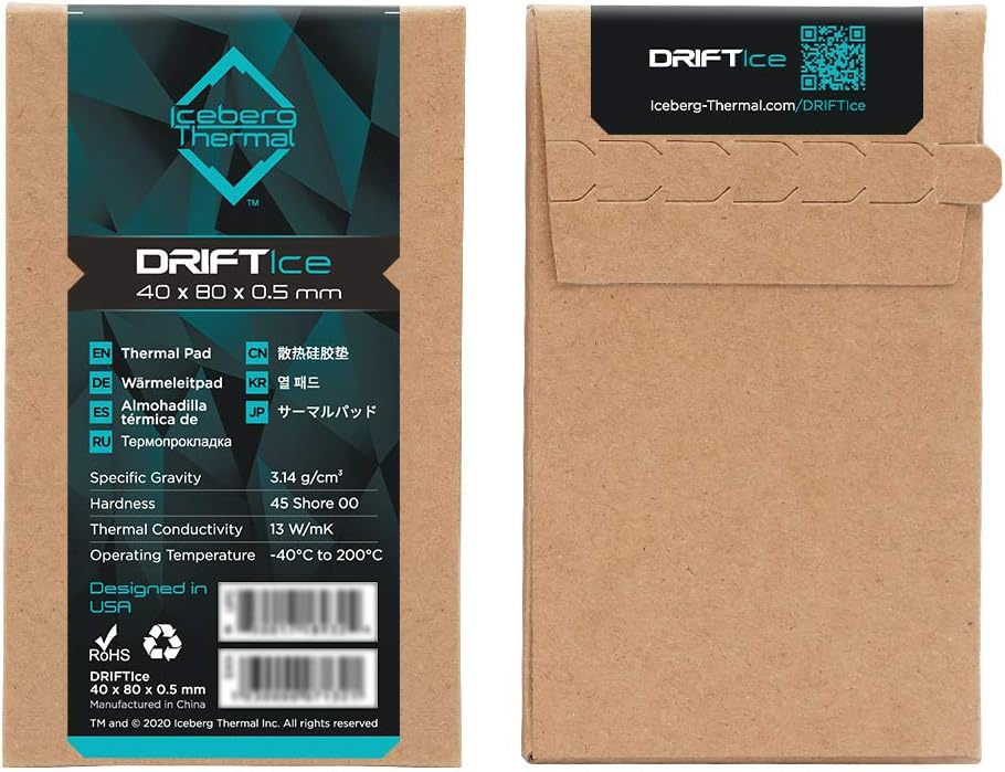 Iceberg Thermal DRIFTIce Thermal Pad 80mm x 40mm x 0.5mm (13 W/mK)