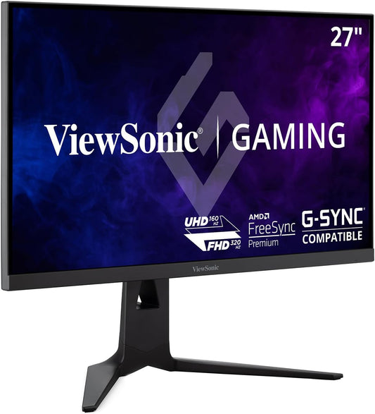 ViewSonic XG275D-4K 27 Inch 4K UHD Gaming Monitor with Switchable Refresh Rate Up to 320Hz, 0.5ms Response Time, AMD FreeSync Premium, Advanced Ergonomics, HDMI, DisplayPort, and 65W USB-C