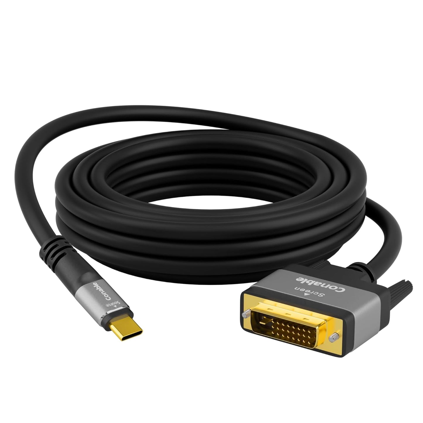 4K USB C to DVI Cable 20FT, USB Type-C to DVI-D Adapter Cord, (Thunderbolt 3/4) Compatible with iPhone 16/15 Series, MacBook Pro/Air, iPad Pro, iMac, Galaxy S24, XPS, Surface Book 3 and More, Real 4K