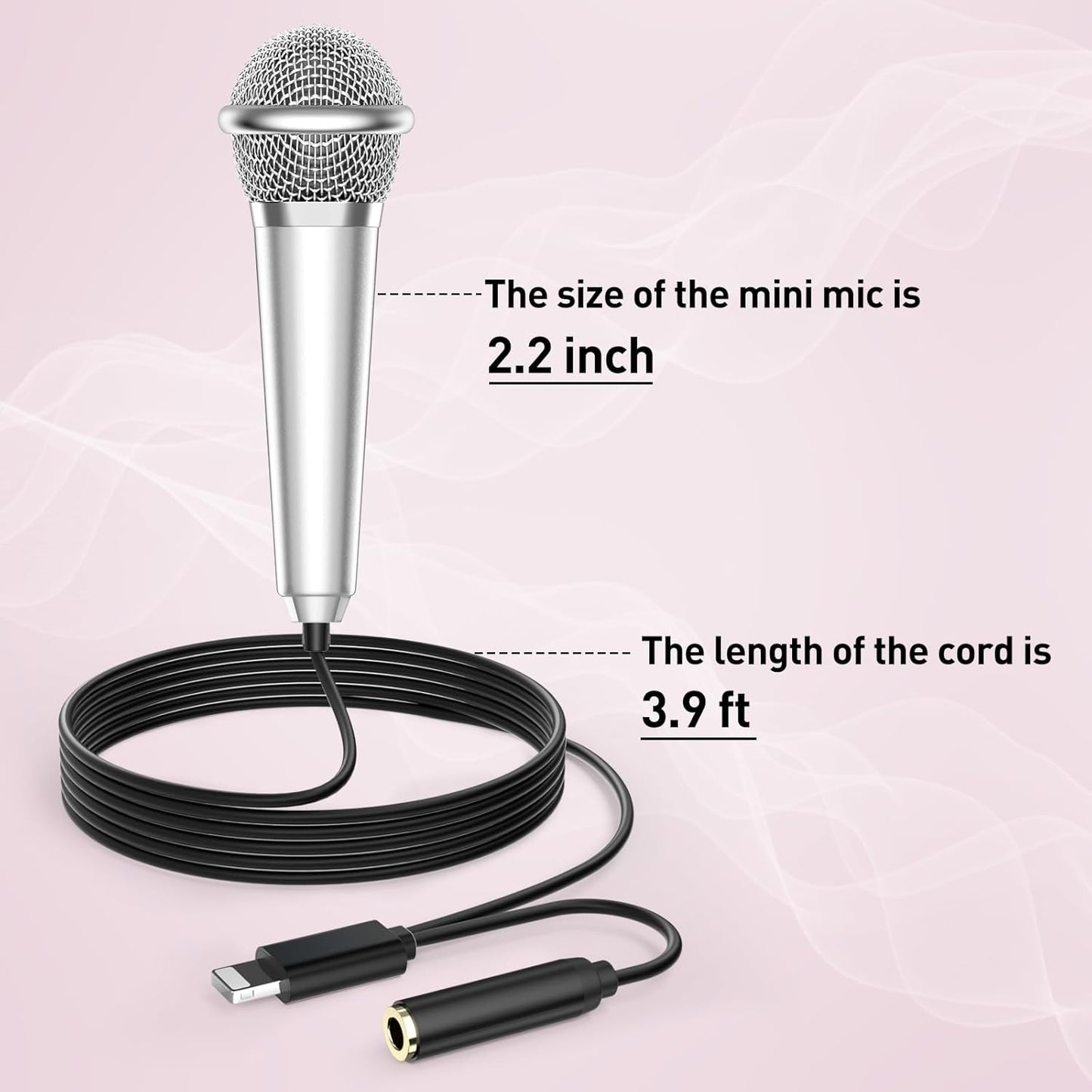 2PCS Mini Microphone for iPhone iPad Small ASMR Tiny Microphone for Voice Video Recording Singing, Vlogging, YouTube Two Mics Rose Golden and Blue