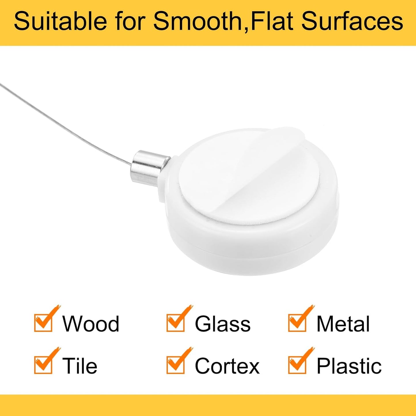 MECCANIXITY 1.8 ft Retractable Cable Lock with Latch Remote Control Security Lock with Adjustable Cord Tether Anti Theft for Laptop, TV, 200g, White, 4 Pack