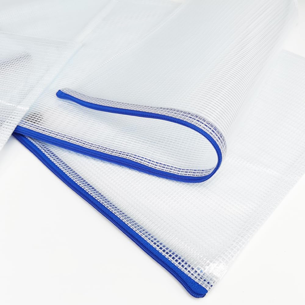 AUSTARK 20 Pcs Zipper File Bags, Plastic Mesh Pouch, Board Game Storage Bag, Waterproof Bags for Office School (A4 Size 13.4''x9.4'', White and Blue)