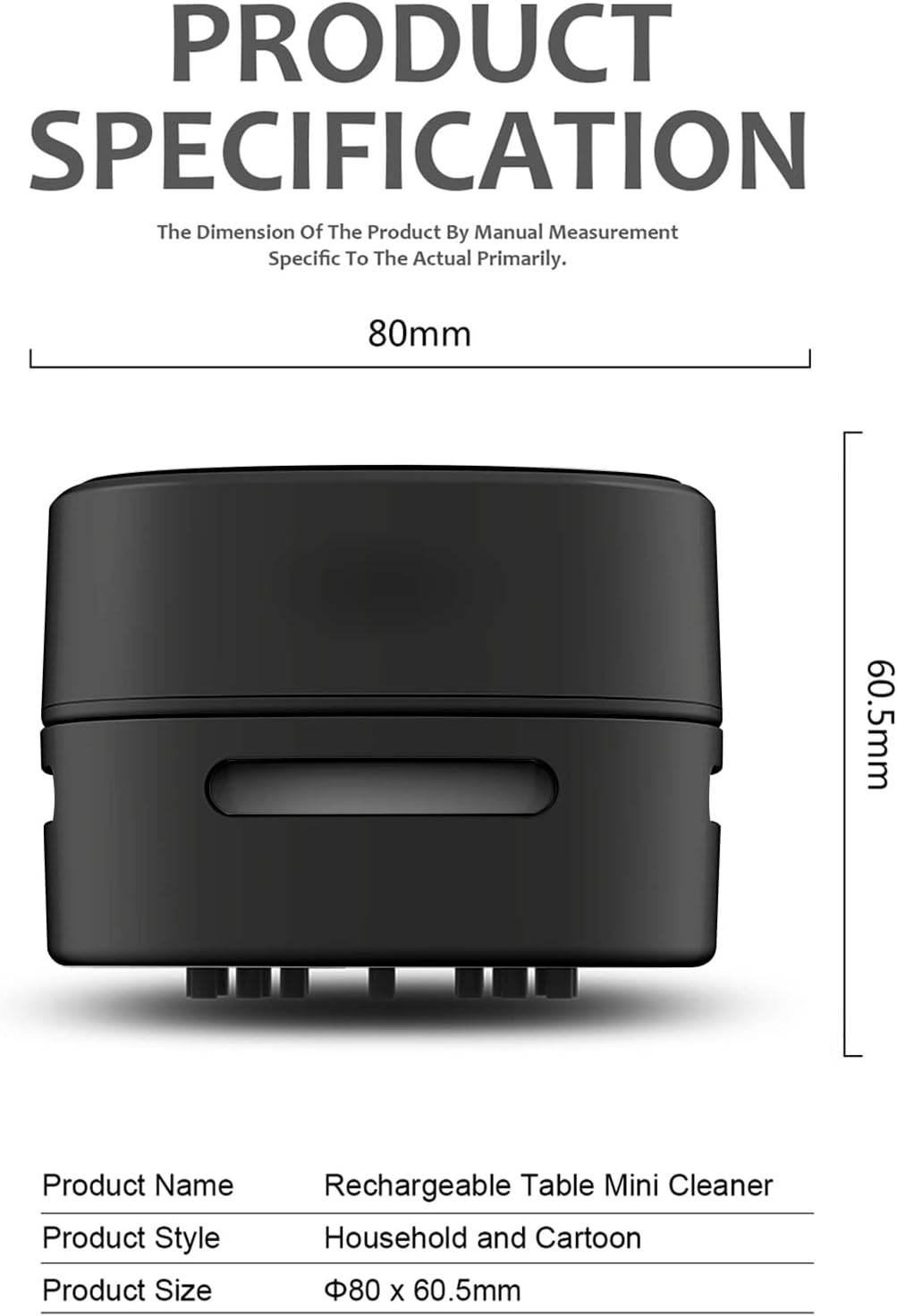 ODISTAR Desktop Vacuum Cleaner, Mini Table dust Sweeper Energy Saving,High Endurance up to 400 mins,360º Rotatable Design for Keyboard/Home/School/Office (Black)