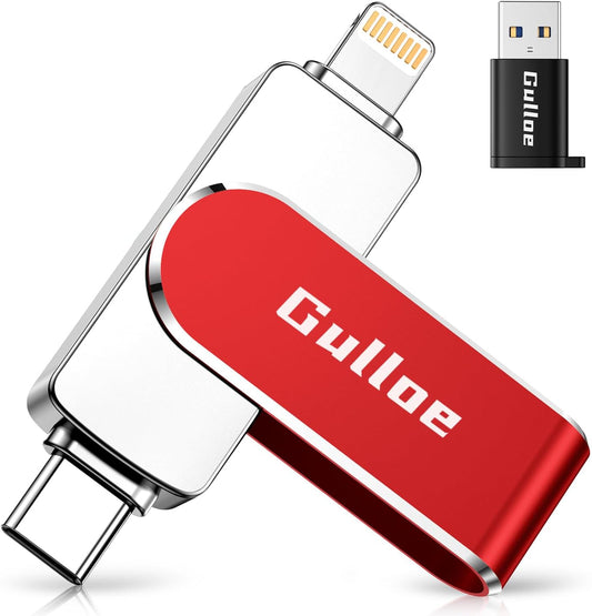 Gulloe 512GB Flash Drive Intended for iPhone, Memory Stick Storage for Photos and Videos Backup, Compatible with iPhone iPad Android PC, Plug and Play, No Application Required (Red)