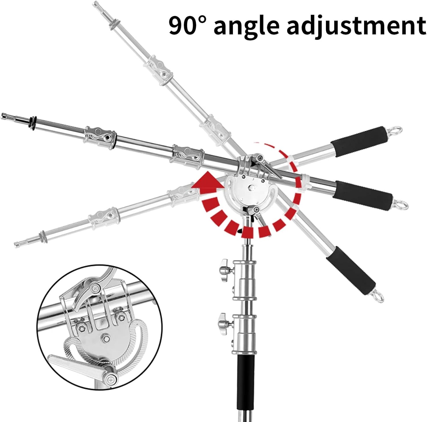 Heavy Duty Extension Boom Arm Bar for Photography C Stand and Light Stand,Adjustable 3.6-8.2ft Crossbar Holding Arm with Sand Bag for Softbox,Studio Strobe,Monolight,LED Video Light,Reflector ect.