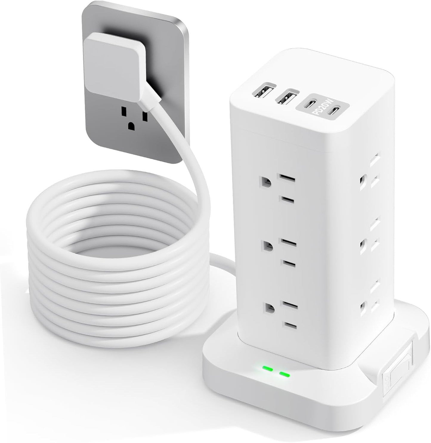 Surge Protector Power Strip, 6FT Flat Plug Extension Cord with 12 AC Outlets, 4 USB Charger(2 USB C Port), 1200 Joules Overload Protection, Desk Charging Station for Home Office, Dorm Room Essentials