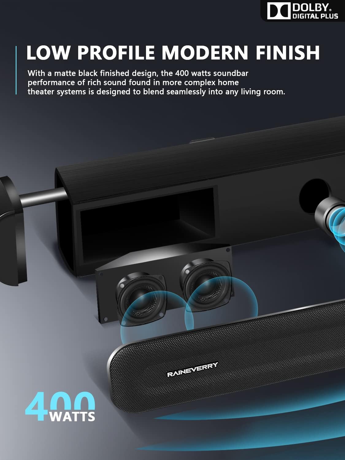 5.1 CH Surround Sound Bar with Dolby Audio, Sound Bars for TV, Wireless Subwoofer & Rear Speaker, Dolby Digital Plus, Bluetooth 5.3, Surround Sound System for Home Theater, 4K & HD TVs| HDMI & Optical