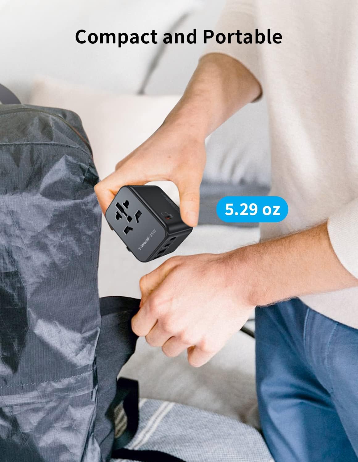 MOMAX Universal Travel Adapter, PD 35W Fast International Power Adapter, 3 USB C & 2 USB A, Worldwide Travel Plug Adapter, International Power Adapter for Europe, USA, Japan, Australia (Type C/A/G/I)