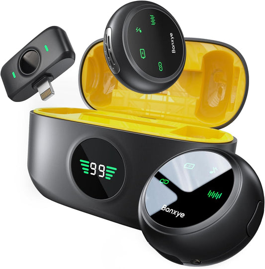 2 Pack Wireless Lavalier Lapel Microphone for iPhone 14/13/12/11/XR/XS/8 Series Phone Noise Canceling Lav Mic Clip On Microphones Recording Vlogging, Lightning