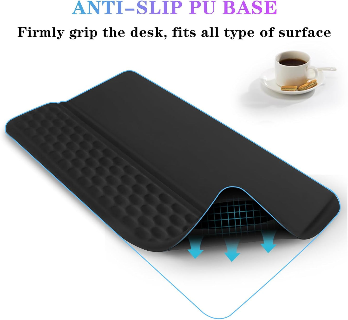 Computer Keyboard Stand Pad with Wrist Rest, Ergonomic Comfy Tilted Keyboard Stand Riser Holder Pad for Office Home (Black)
