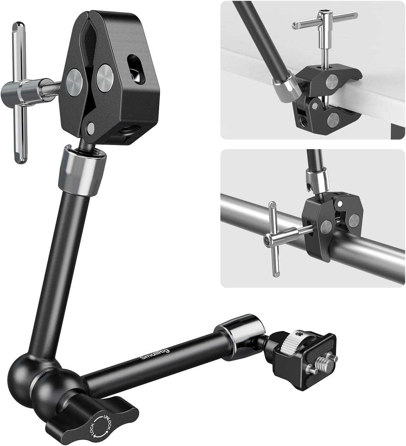 SMALLRIG 11 Inch Magic Arm with Crab-Shaped Clamp, Arm with 1/4"-20 Screw and Retractable Pins, for Action Cameras, Monitors, Video Lights, and Microphones - 5311