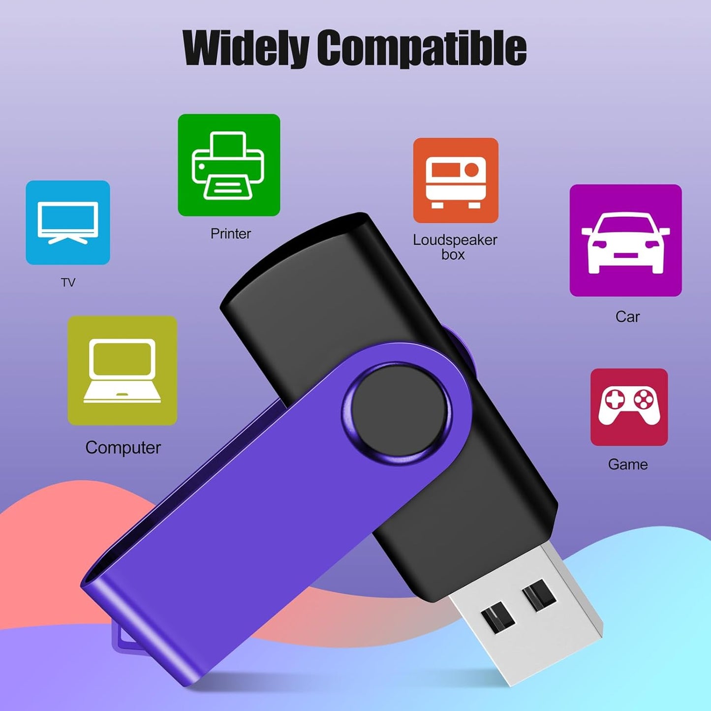 EASTBULLUSB Flash Drive Bulk 16GB 20 Pack with Lanyards USB 2.0 Thumb Drive Bulk Memory Stick Swivel Pen Drive for Storage and Backup 16GB 20 Pack, Purple