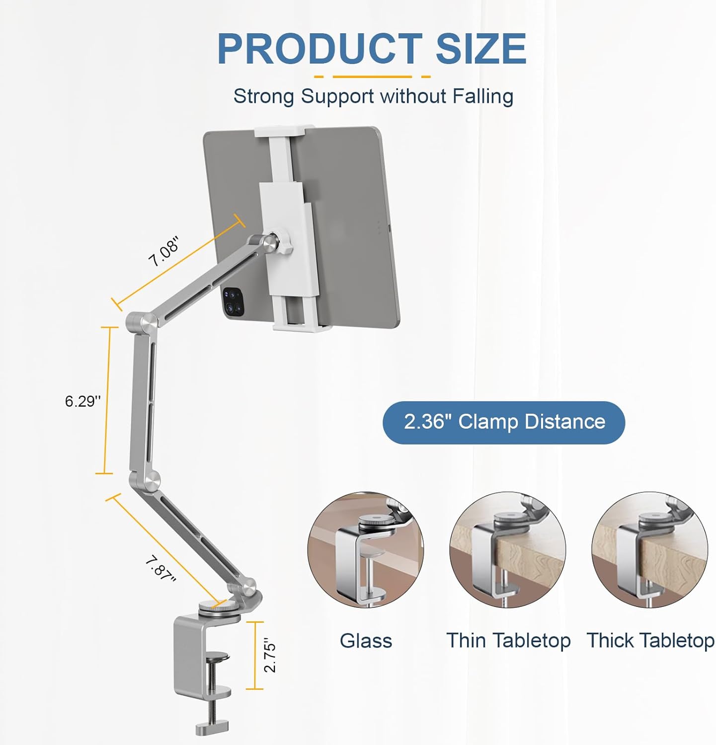Tablet Stand Holder, Adjustable Foldable Tablet Arm iPad Desk Mount with 360°Rotate Base, Phone Holder iPad Stand for Desk and Bed, Compatible with Tablets, Phones or Other 4-15.6" Device