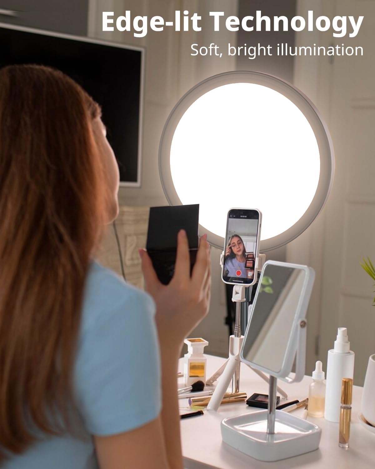 UBeesize 12" Ring Light with 62" Tripod Stand, Professional Big Ring Light with Phone Holder and Remote, Full Screen Lighting for Makeup, Live Stream, YouTube, Video Recording, Photography