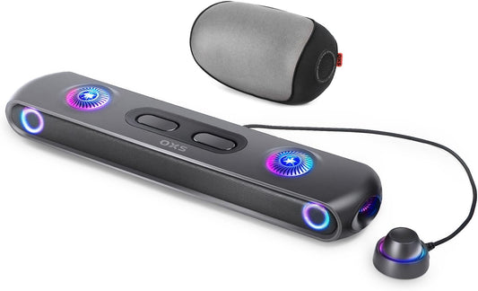 OXS Thunder Pro+ Gaming Soundbar with Wireless Satellite Neck Speaker, 7.1.2 Dolby Atmos Surround Sound System, Built-in Woofer, App Customization, RGB Effects, 3 Pro Gamer Modes, Sleek Toggle Design