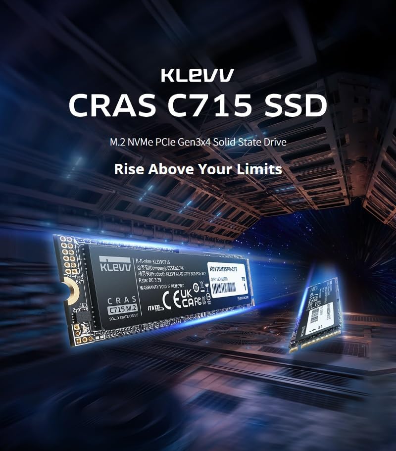 KLEVV CRAS C715 1TB M.2 2280 NVMe PCIe Gen3x4 Laptop & Desktop, up to 3200MB/s (K01TBM2SP0-C7T)