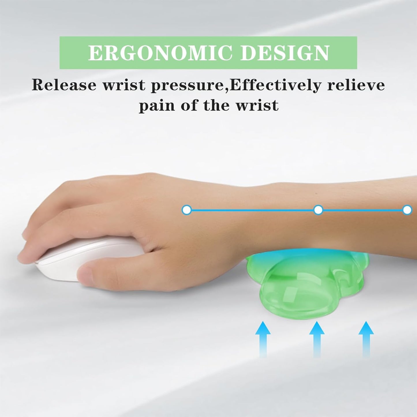 Gel Cloud Mouse Wrist Rest, Cute Wrist Support and Arm Support for Mouse Rest Typing Pain Relief，Suitable for Office/Computer/Laptop/Gaming (Transparent Green)