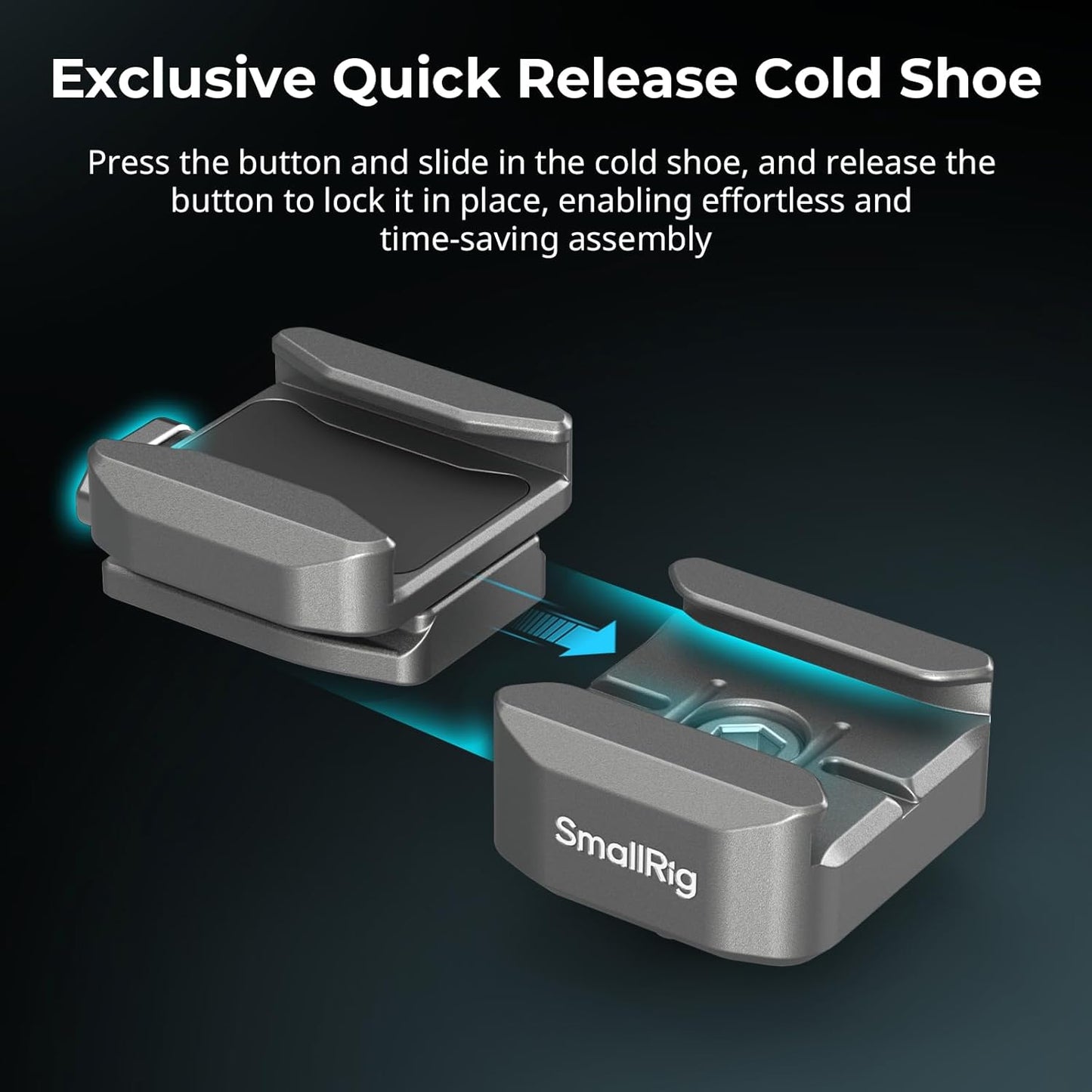 SmallRig HawkLock H18 Quick Release Support with Cold Shoe, Dual-Direction QR-Slide Cold Shoe Mount with Anti--Drop Pin & Silicone Pad, Load up to 1.8lb for LED Video Light, Microphone - 4500