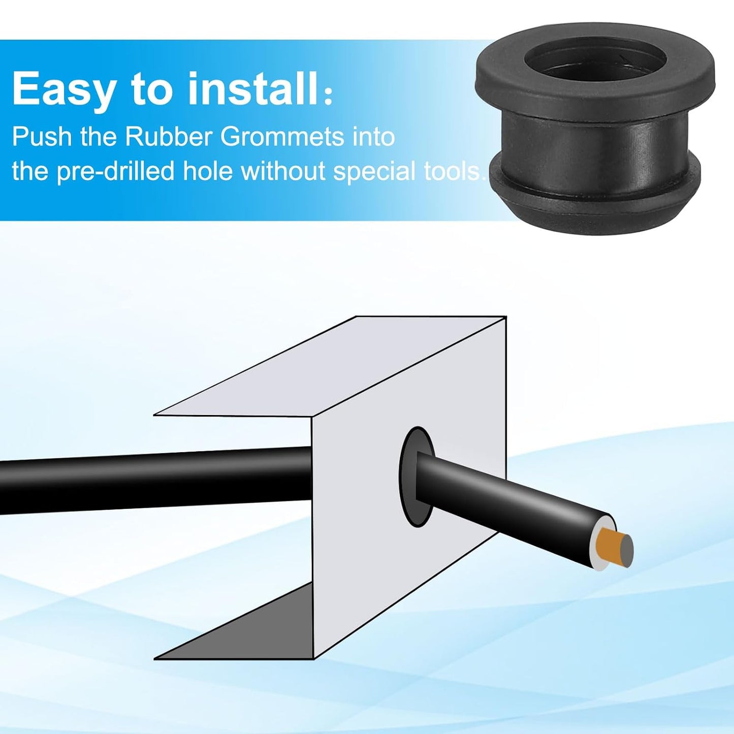 PATIKIL 15mm / 9/16 Inch Drill Hole,7/16 Inch ID Rubber Grommets, 12Pcs Top Hat Grommet for Wiring Eyelet Ring Gasket Automotive Firewall Cable Hole Plugs Wires Protection, Black