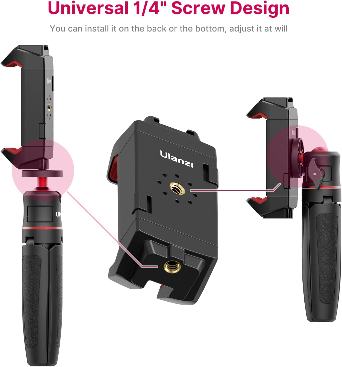 ULANZI ST-29 Phone Tripod Mount, Universal 2-in-1 Tablet Smartphone Holder Adapter with Cold Shoe Mount, 2.6"-8.8" Extend Clip Clamp Compatible with iPad, iPhone, Samsung Galaxy and More