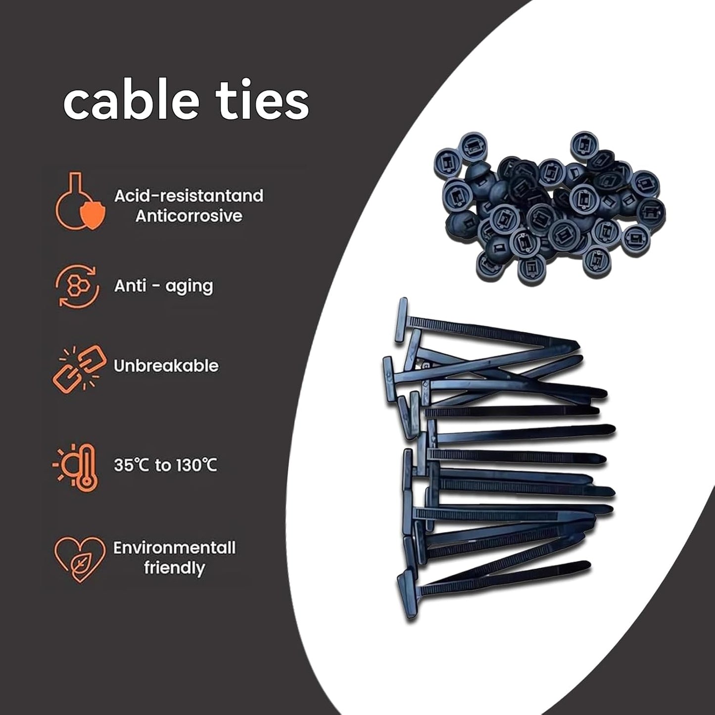 2026 upgraded heavy-duty self-locking nylon cable ties with uv protection for car repair, home, and cable management (50)