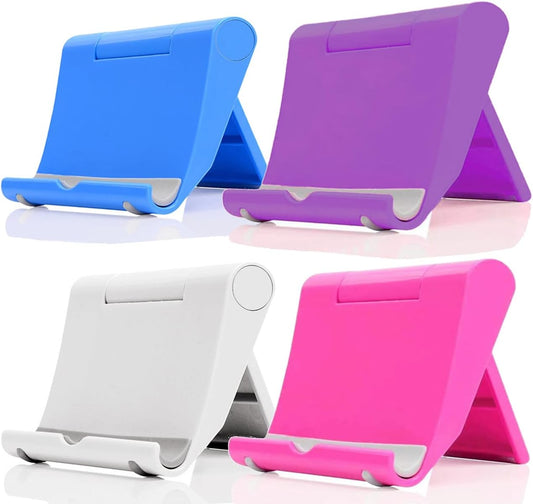 Cell Phone Stand for Desk 2 Pack Mobile Phone Holders Desktop Tablet Stand, Foldable Phone Dock Universal Adjustable Tablet Stand for Desk (Pink+Purple+Blue+White)