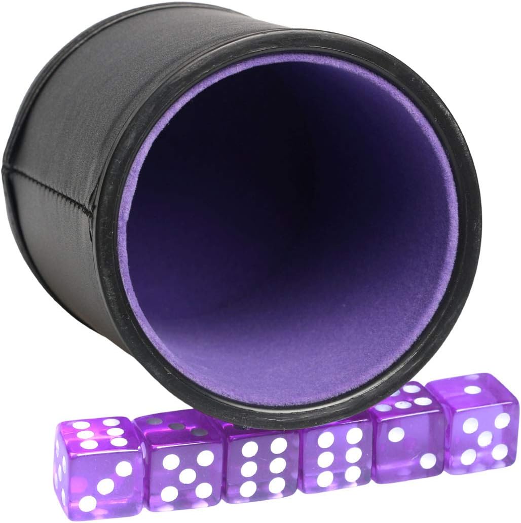Leatherette Dice Cup Felt Lining Shaker Quiet for Playing Yahtzee/ Farkle/ Liars Dice/ Board Game