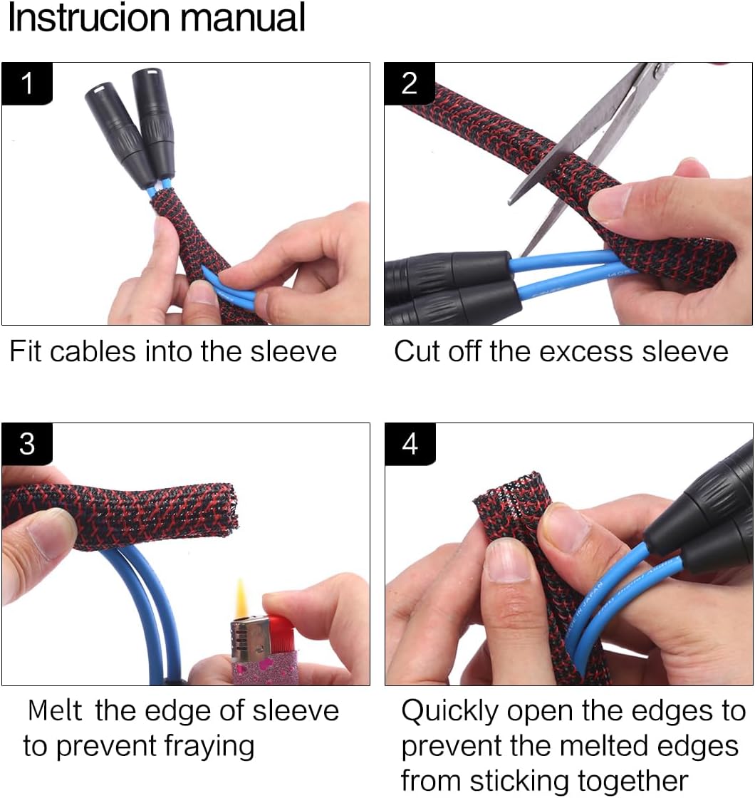 Alex Tech 10ft - 3/4 inch Cord Protector Wire Loom Tubing Cable Sleeve Split Sleeving For USB Cable Power Cord Audio Video Cable – Protect Cat From Chewing Cords - Blackred