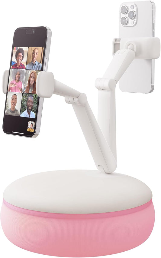 SAIJI Cell Phone Pillow Holder mini iPhone Stand for Bed, Upgraded mini Angle & Height Adjustable Phone Pillow Stand for Watching Video On Bed/Sofa/Lap, Fit for 4.7"-7.0" Device (Pink)