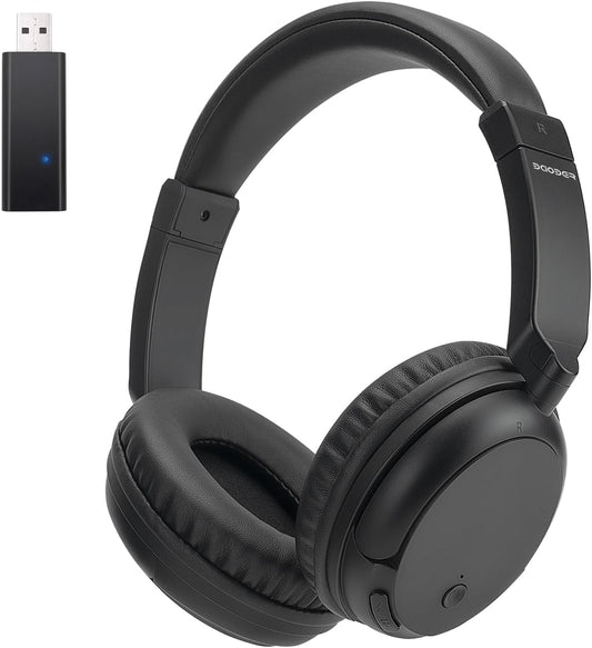 Wireless Bluetooth Headphone Over Ear, Bluetooth Transmitter for TV,PC,3.5mm Audio Device, Wired and Wireless Headset (Black)